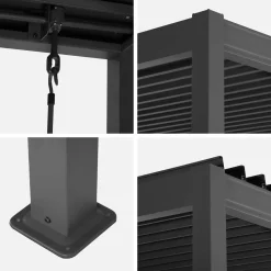Pergola mit Lamellendach Flash 3x3m Aluminium und Stahl