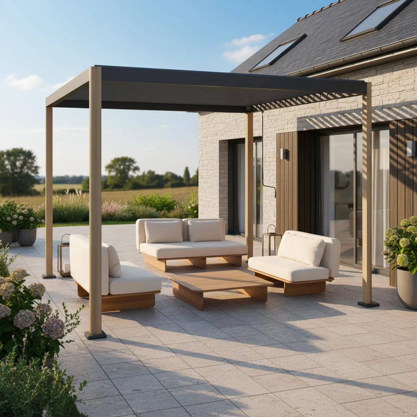 Pergola mit Lamellendach Imperial 3x3m Aluminium und Stahl