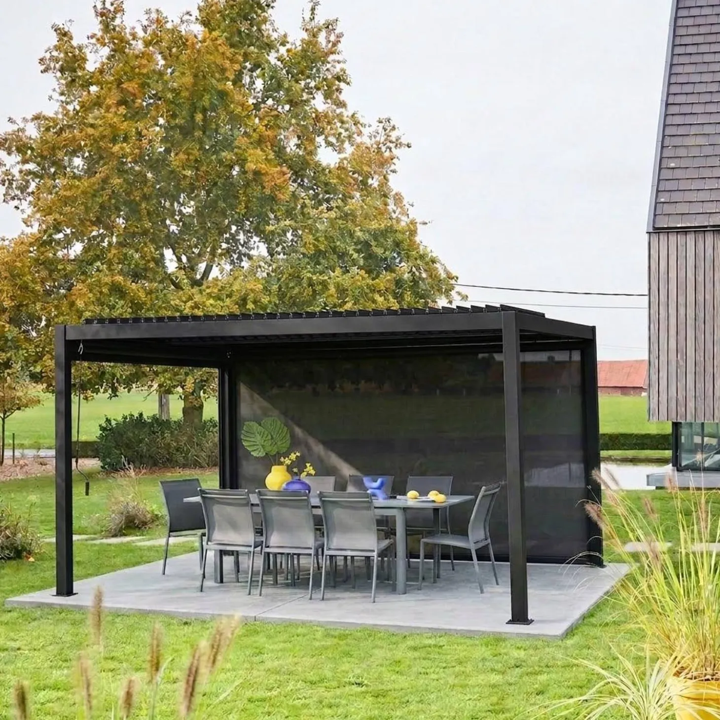 Pergola mit Lamellendach Palace 3x4m + Markise 4m