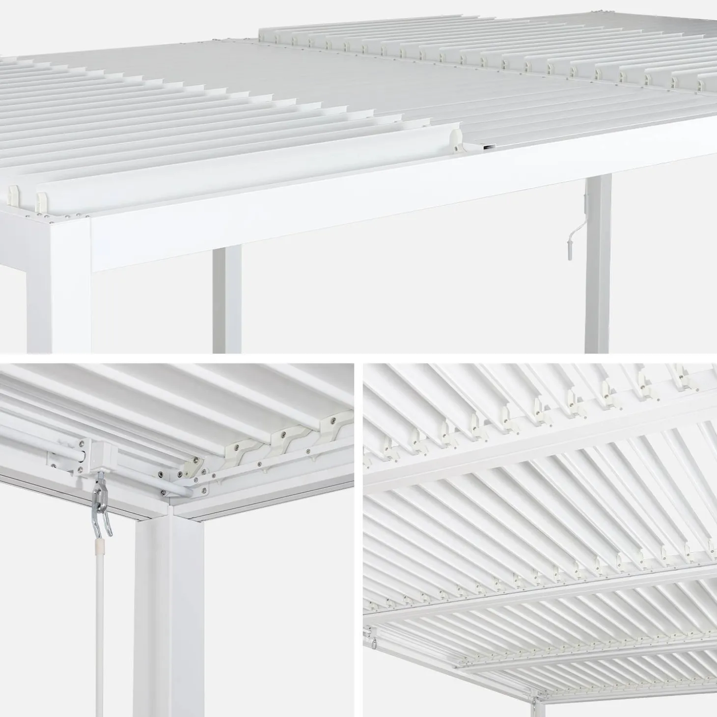 Pergola mit Lamellendach Palace 3x6m + 2 Markisen 3m