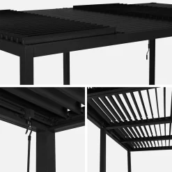 Pergola mit Lamellendach Palace 3x6m + 2 Markisen 3m