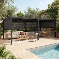 Pergola mit Lamellendach Palace 3x6m + 4 Markisen 3m