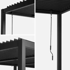 Pergola mit Lamellendach Palace 3x6m + 4 Markisen 3m
