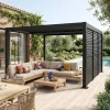 Pergola mit Lamellendach Palace 3x4m mit 3 verstellbaren Lamellenwänden 100cm
