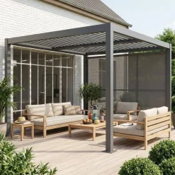 Pergola mit Lamellendach Palace 3x3m mit Vordach 3m