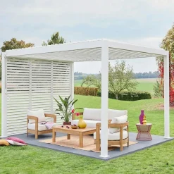 Pergola mit Lamellendach Triomphe 3x4m mit 3 Lamellenwänden 100cm