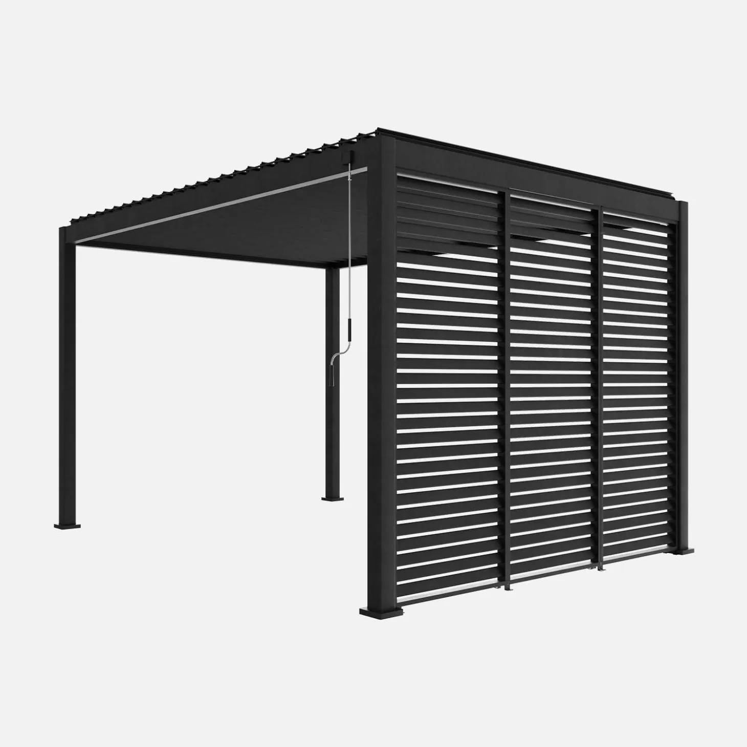 Pergola mit Lamellendach Triomphe 3x4m mit 3 Lamellenwänden 100cm