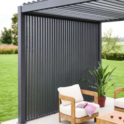 Pergola mit Lamellendach Triomphe 3x4m mit 3 vertikalen Lamellenwänden 100cm