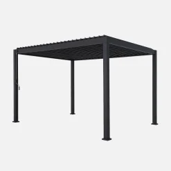 Pergola mit Lamellendach Triomphe 3x4m mit 3 vertikalen Lamellenwänden 100cm