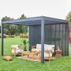 Pergola mit Lamellendach Triomphe 3x4m mit 3 vertikalen Lamellenwänden 130 cm