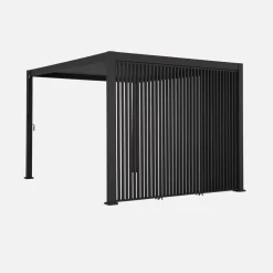 Pergola mit Lamellendach Triomphe 3x4m mit 3 vertikalen Lamellenwänden 130 cm