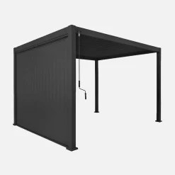 Pergola mit Lamellendach Triomphe 3x4m + verstellbare senkrechte Lamellenwand 3m
