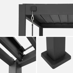 Pergola mit Lamellendach Triomphe 3x4m + vertikale Lamellenwände 100 cm und 130 cm