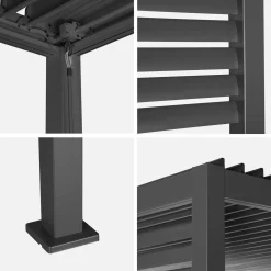 Pergola mit Lamellendach und integrierter Lamellenwand Palace Deluxe 3,5x3,5m