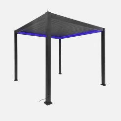 Pergola mit motorisiertem Lamellendach und LED-Beleuchtung Triomphe 3x3m