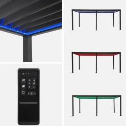 Pergola mit motorisiertem Lamellendach und LED-Beleuchtung Triomphe 3x6m