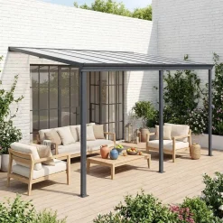 Pergola 3x4m Aluminium und Polycarbonat + Regenrinne