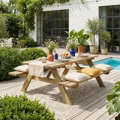 Picknicktisch 180 cm Holz, 6 Personen - PANCHINA
