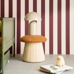 Pilz-Kinderhocker mit Stauraum, Teddy- und Samtbezug