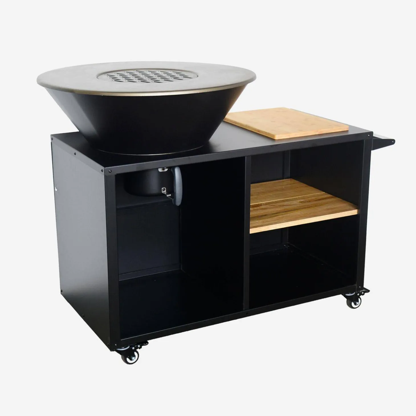 Plancha-Feuerschale Ø80cm, Servierwagen mit Stauraum