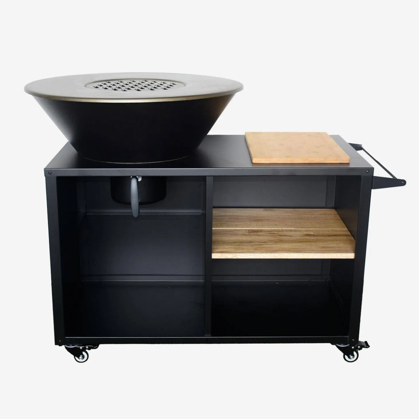 Plancha-Feuerschale Ø80cm, Servierwagen mit Stauraum