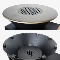 Plancha-Feuerschale Ø80cm, Servierwagen mit Stauraum + Schutzhülle