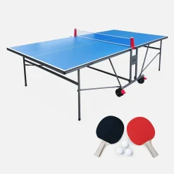 Premium-Indoor-Tischtennisplatte mit 2 Schlägern und 3 Bällen
