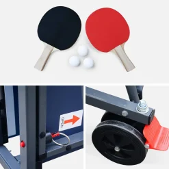 Premium-Indoor-Tischtennisplatte mit 2 Schlägern und 3 Bällen