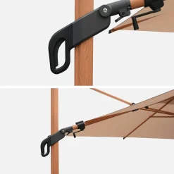Quadratischer Ampelschirm 3x3 m Mast mit Holz-Optik