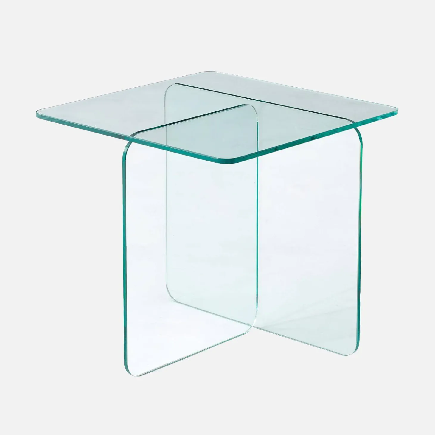 Quadratischer Couchtisch aus gehärtetem Glas