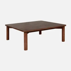 Quadratischer Couchtisch Heveaholz und Eichenfurnier
