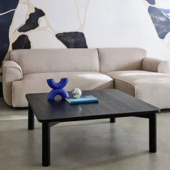 Quadratischer Couchtisch Heveaholz und Eichenfurnier