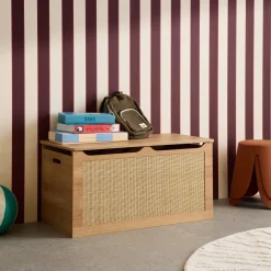 Rattan-Spielzeugtruhe, Klappdeckel, seitliche Griffe