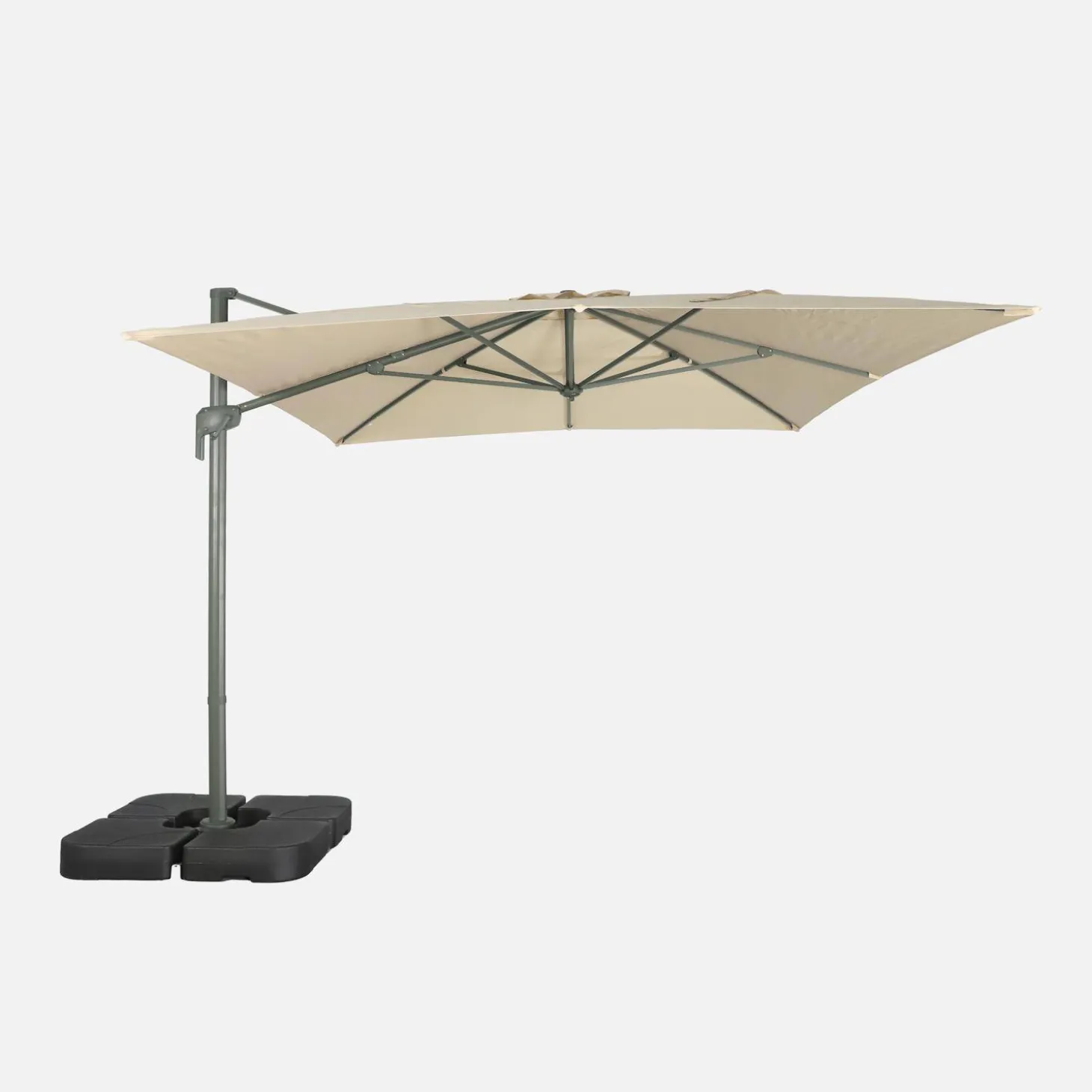 Rechteckiger Ampelschirm 3x4m + befüllbare Platten 50x50cm