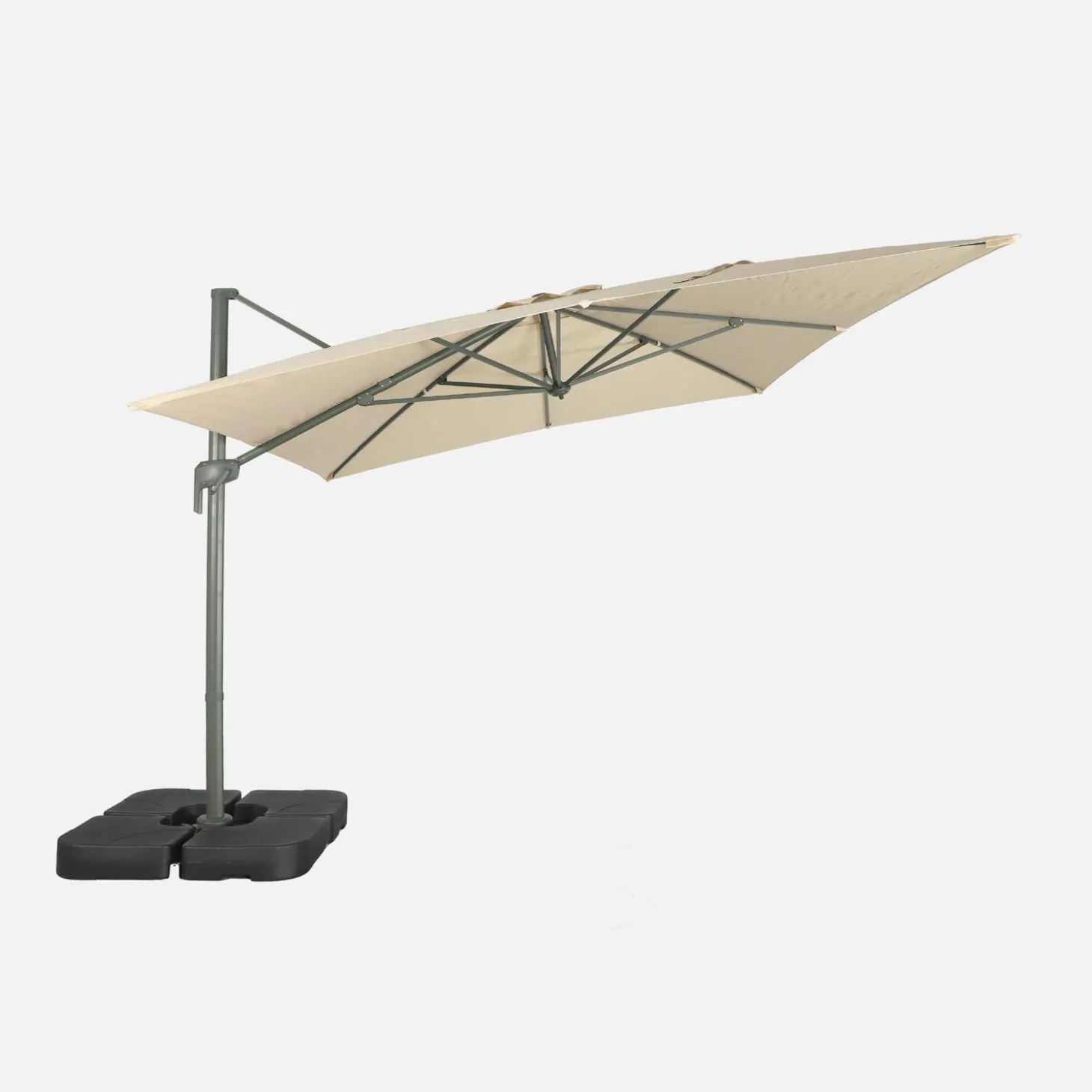 Rechteckiger Ampelschirm 3x4m + befüllbare Platten 50x50cm