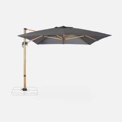 Rechteckiger Ampelschirm 3x4m, Mast in Holzoptik