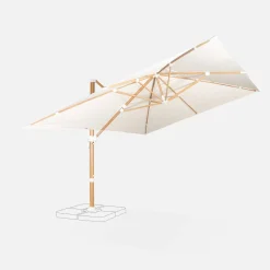 Rechteckiger Ampelschirm 3x4m, Mast in Holzoptik