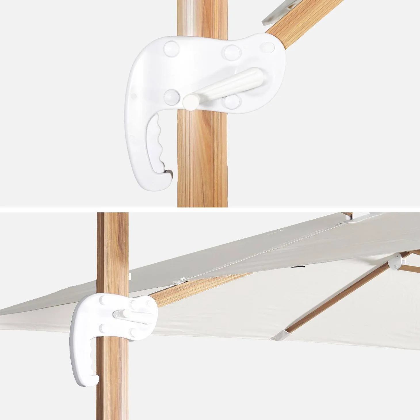 Rechteckiger Ampelschirm 3x4m, Mast in Holzoptik