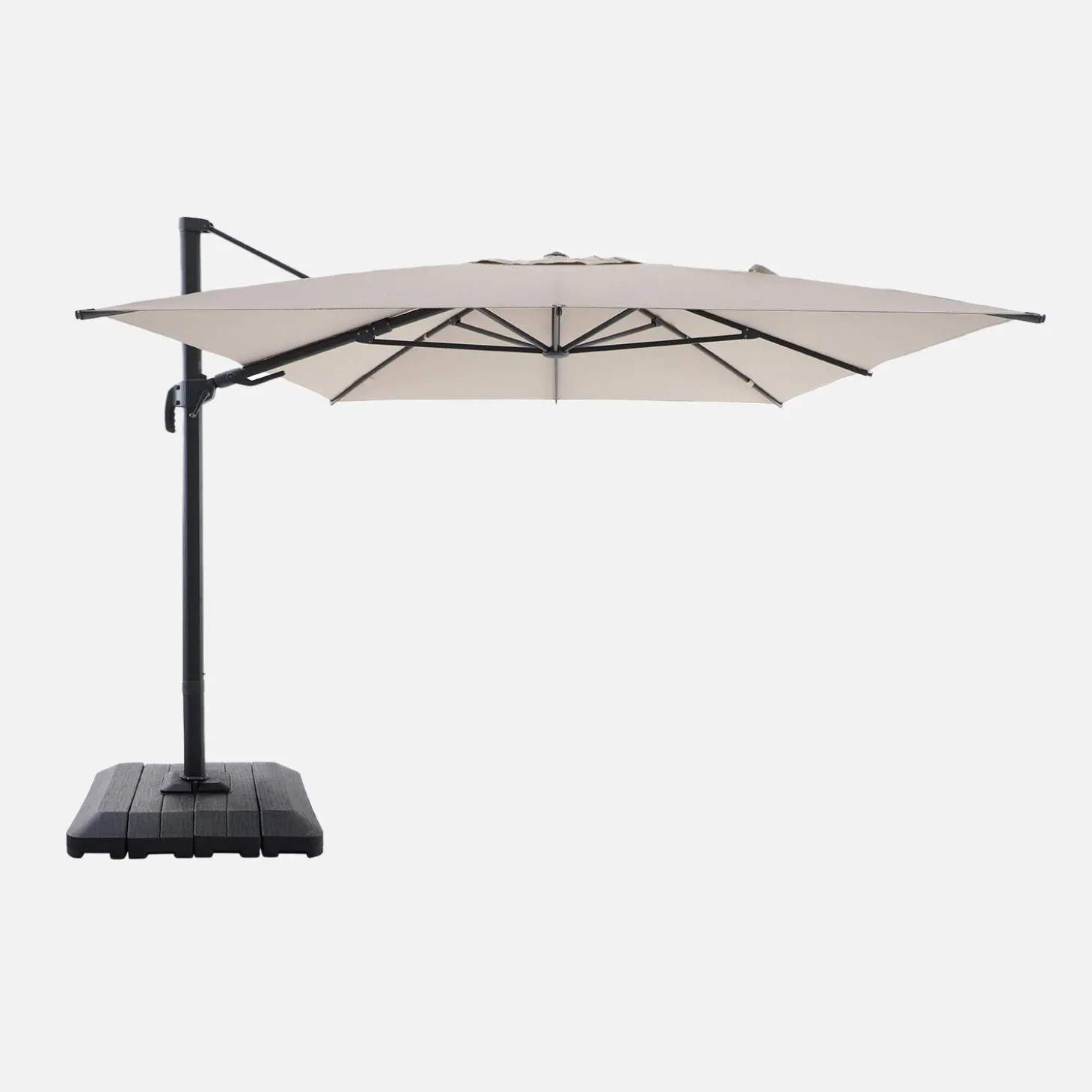 Rechteckiger Ampelschirm 3x4m + Schutzhülle und befüllbare Platten 98x98cm