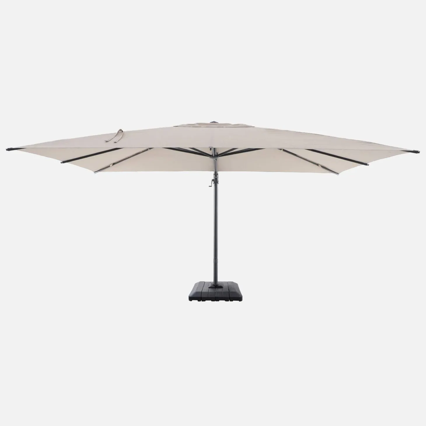 Rechteckiger Ampelschirm 3x4m + Schutzhülle und befüllbare Platten 98x98cm