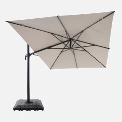 Rechteckiger Ampelschirm 3x4m + Schutzhülle und befüllbare Platten 98x98cm