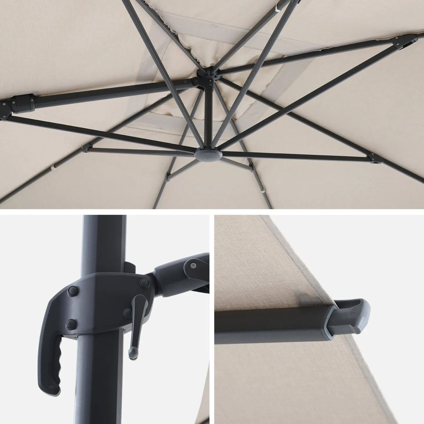 Rechteckiger Ampelschirm 3x4m + Schutzhülle und befüllbare Platten 98x98cm
