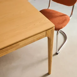 Rechteckiger Esstisch aus Heveaholz und Eschenfurnier 6 Plätze