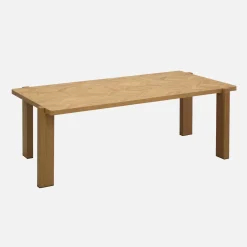 Rechteckiger Vintage-Couchtisch mit Holzdekor und Fischgrät-Muster