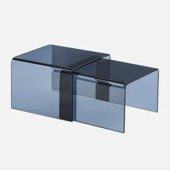 Rechteckige und quadratische Satztische aus gehärtetem Glas