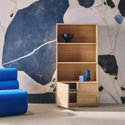 Regal Bücherregal Holzlook 2 Türen 5 Ebenen