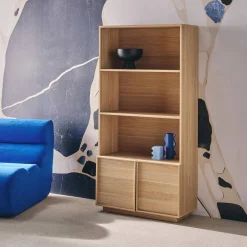 Regal Bücherregal Holzlook 2 Türen 5 Ebenen