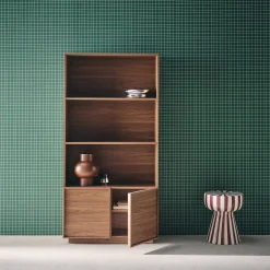 Regal Bücherregal Holzlook 2 Türen 5 Ebenen