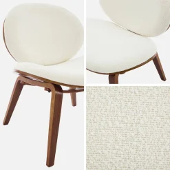 Relaxsessel mit gebogenem Holz und strukturiertem Bouclé-Bezug