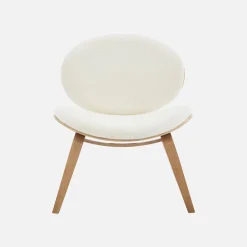 Relaxsessel mit gebogenem Holz und strukturiertem Bouclé-Bezug